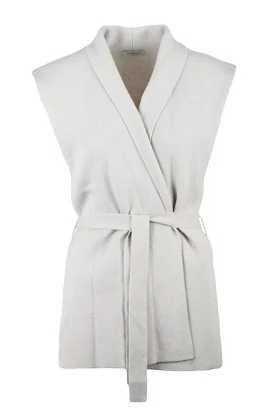 Panicale Wool Silk Cashmere Vest - Beige In Gray