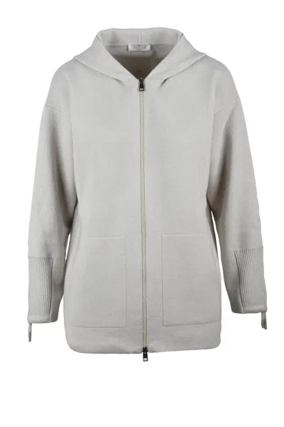 Panicale Wool Silk Cashmere Zip Cardigan - Beige In Multi