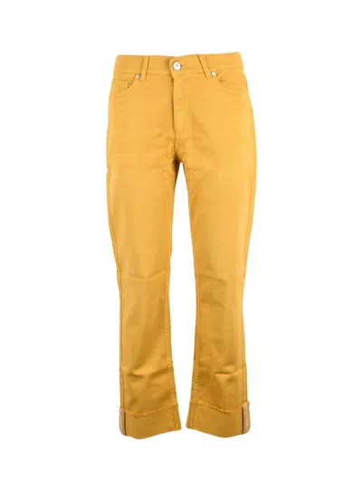 Panicale Yellow Slim-fit Stretch Cotton Chino Pants