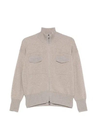 Panicale Zip-up Ribbed-trim Cardigan In Multi