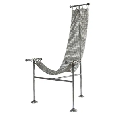 Pre-owned Panorammma Sculptural Chair, Hand-linked Chainmail Mesh, Nickel-plated Steel, Post-modern In Gray