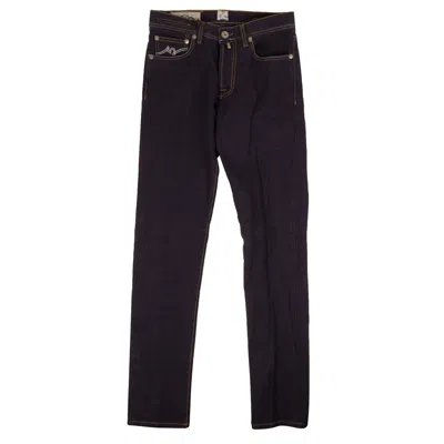 Pantaloni Torino Plaid Italian Selected Denim Jeans - Purple In Blue
