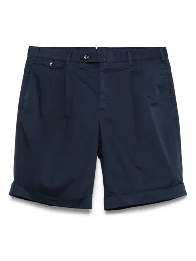 Pantaloni Torino Pleat-detail Cotton Shorts Clothing In Blue