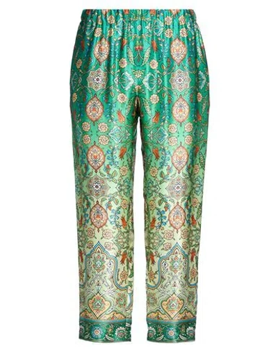 Pantamolle Man Pants Green Size Xxl Silk In Multi