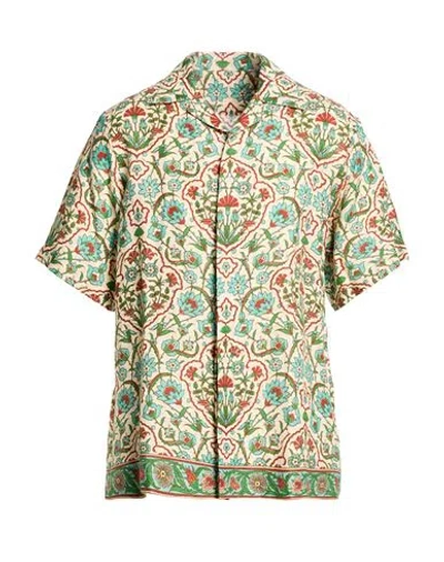 Pantamolle Man Shirt Azure Size Xl Linen In Green