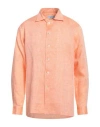 Pantamolle Man Shirt Orange Size Xl Linen In Orange
