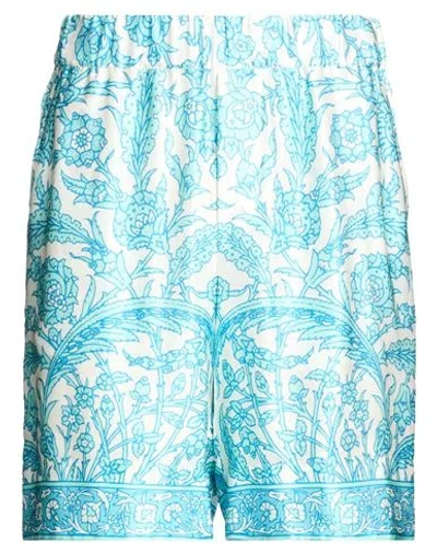 Pantamolle Man Shorts & Bermuda Shorts Azure Size Xl Silk In Blue
