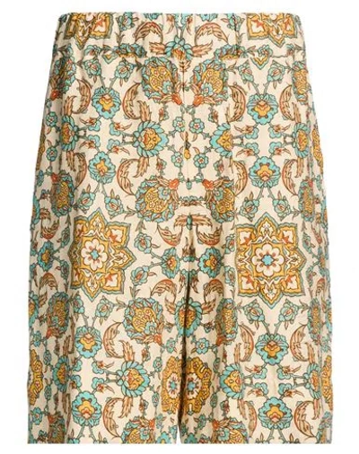 Pantamolle Man Shorts & Bermuda Shorts Beige Size Xl Linen In Multi