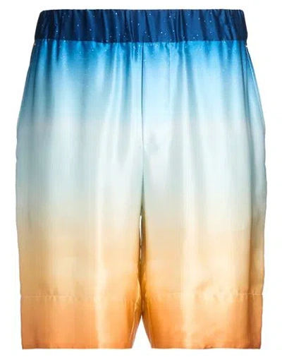 Pantamolle Man Shorts & Bermuda Shorts Blue Size Xxl Silk In Multi