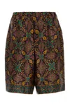 Pantamolle Printed Satin Gajardo Bermuda Shorts In Brown