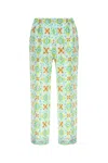 Pantamolle Printed Satin Gajardo Pant In Green