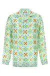 Pantamolle Printed Satin Gajardo Shirt In Green