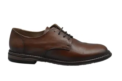 Pantanetti Brown Leather Lace-up Low-cut Shoes In Blue