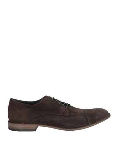 Pantanetti Man Lace-up Shoes Dark Brown Size 14 Soft Leather