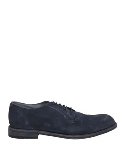 Pantanetti Man Lace-up Shoes Navy Blue Size 12 Leather