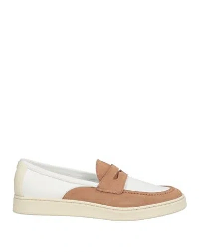 Pantanetti Man Loafers Light Brown Size 9 Leather In White