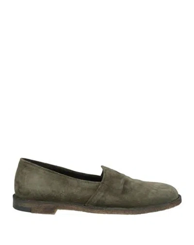 Pantanetti Man Loafers Military Green Size 9 Leather