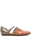 Pantanetti Metallic Ballet Flats In Brown