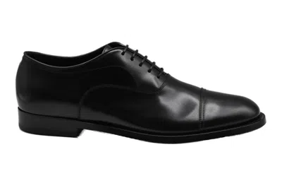 Pantanetti Polished Black Lace-up Shoes With Low-profile Heel