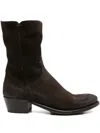 Pantanetti Suede Cowboy Boots In Brown
