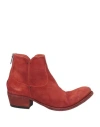 Pantanetti Woman Ankle Boots Brick Red Size 7.5 Leather