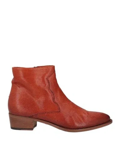Pantanetti Woman Ankle Boots Brick Size 7 Leather In Brown