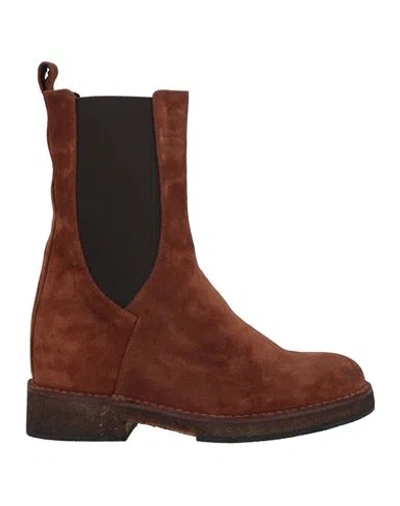 Pantanetti Woman Ankle Boots Brown Size 7 Leather