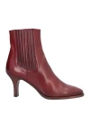 Pantanetti Woman Ankle Boots Burgundy Size 7 Leather In Red