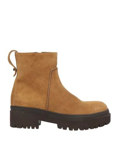 Pantanetti Woman Ankle Boots Camel Size 7 Leather In Brown
