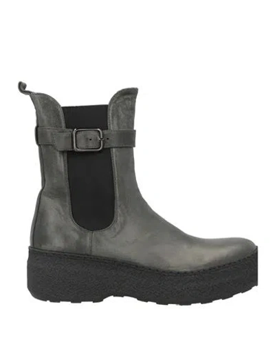 Pantanetti Woman Ankle Boots Charcoal Size 7 Leather In Gray