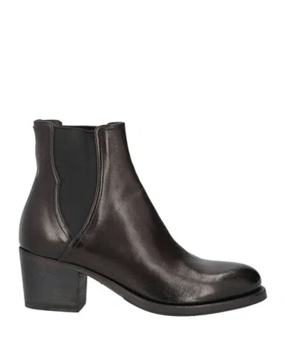 Pantanetti Woman Ankle Boots Dark Brown Size 5.5 Leather In Black