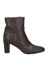 Pantanetti Woman Ankle Boots Dark Brown Size 7 Leather In Animal Print