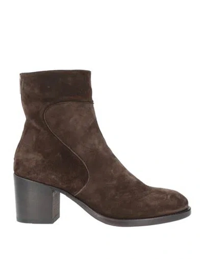 Pantanetti Woman Ankle Boots Dark Brown Size 8 Leather In Burgundy