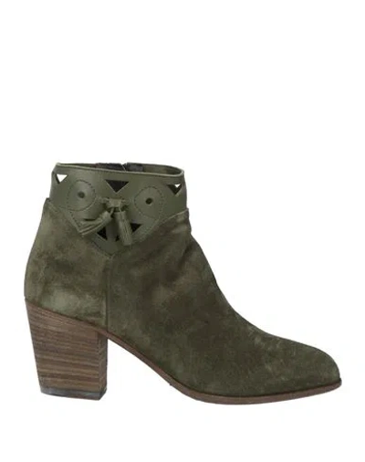 Pantanetti Woman Ankle Boots Green Size 7 Leather