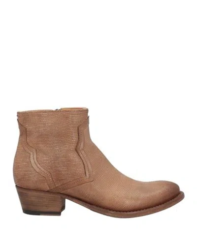 Pantanetti Woman Ankle Boots Khaki Size 7 Leather In Beige