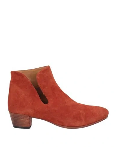Pantanetti Woman Ankle Boots Rust Size 7 Leather In Red