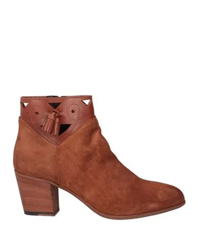Pantanetti Woman Ankle Boots Tan Size 10 Leather In Brown