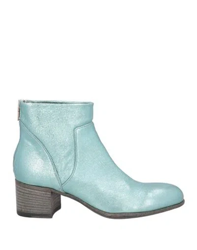 Pantanetti Woman Ankle Boots Turquoise Size 7 Leather In Blue