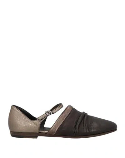 Pantanetti Woman Ballet Flats Dark Brown Size 7 Leather