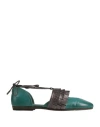 Pantanetti Woman Ballet Flats Turquoise Size 9 Soft Leather In Green