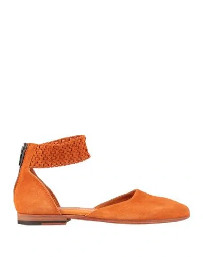 Pantanetti Woman Ballet Flats Orange Size 7 Leather
