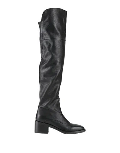 Pantanetti Woman Boot Black Size 7 Leather, Textile Fibers