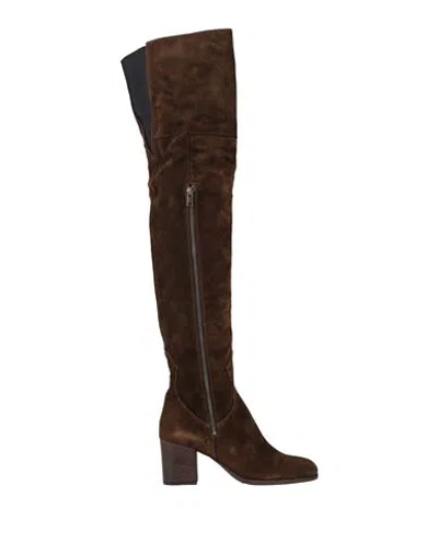 Pantanetti Woman Boot Brown Size 10 Leather, Textile Fibers