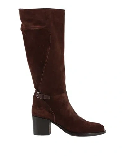 Pantanetti Woman Boot Chocolate Brown Size 6 Leather In Burgundy