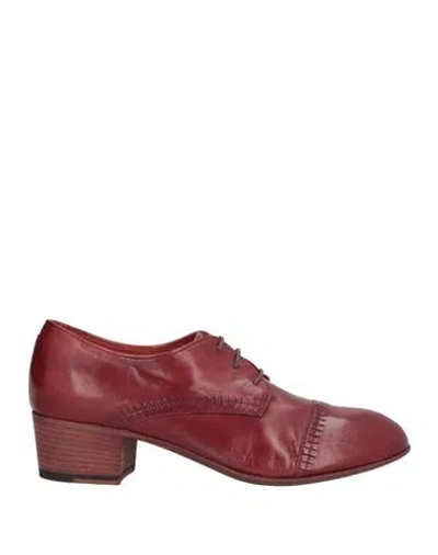 Pantanetti Woman Lace-up Shoes Brick Size 5 Leather In Brown