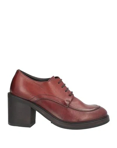 Pantanetti Woman Lace-up Shoes Brown Size 7 Leather
