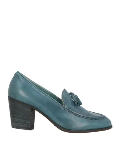 Pantanetti Woman Loafers Slate Blue Size 7 Leather