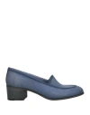Pantanetti Woman Loafers Slate Blue Size 7 Leather In Slate Blue