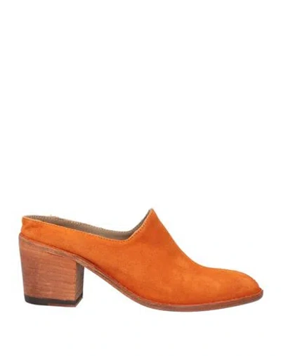 Pantanetti Woman Mules & Clogs Orange Size 7 Leather