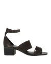 Pantanetti Woman Sandals Charcoal Size 7 Leather In Grey
